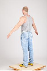 Whole Body Man White Casual Muscular Studio photo references